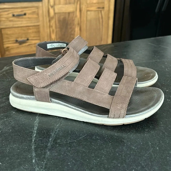 Merrell Kalari‎ Lore Backstrap Hiking Outdoor Leather Sandal Brown size 7 - Picture 1 of 9